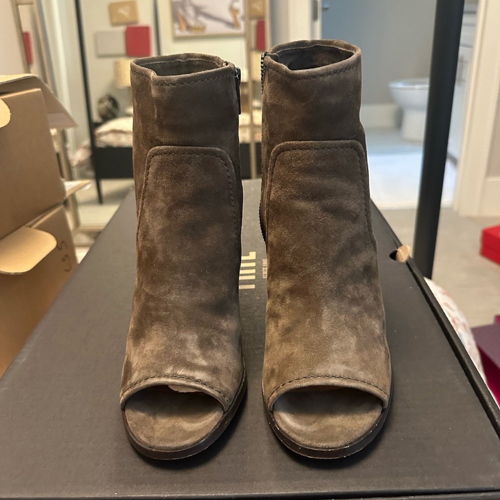 Frye Taupe Suede Ankle Booties